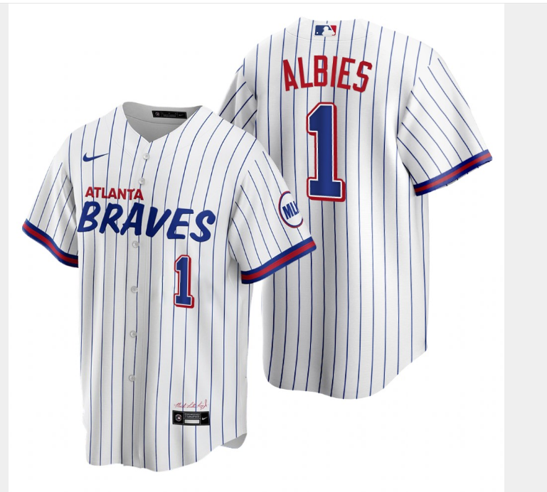 2021 Men Atlanta Braves 1 Albies White Game Nike MLB Jersey